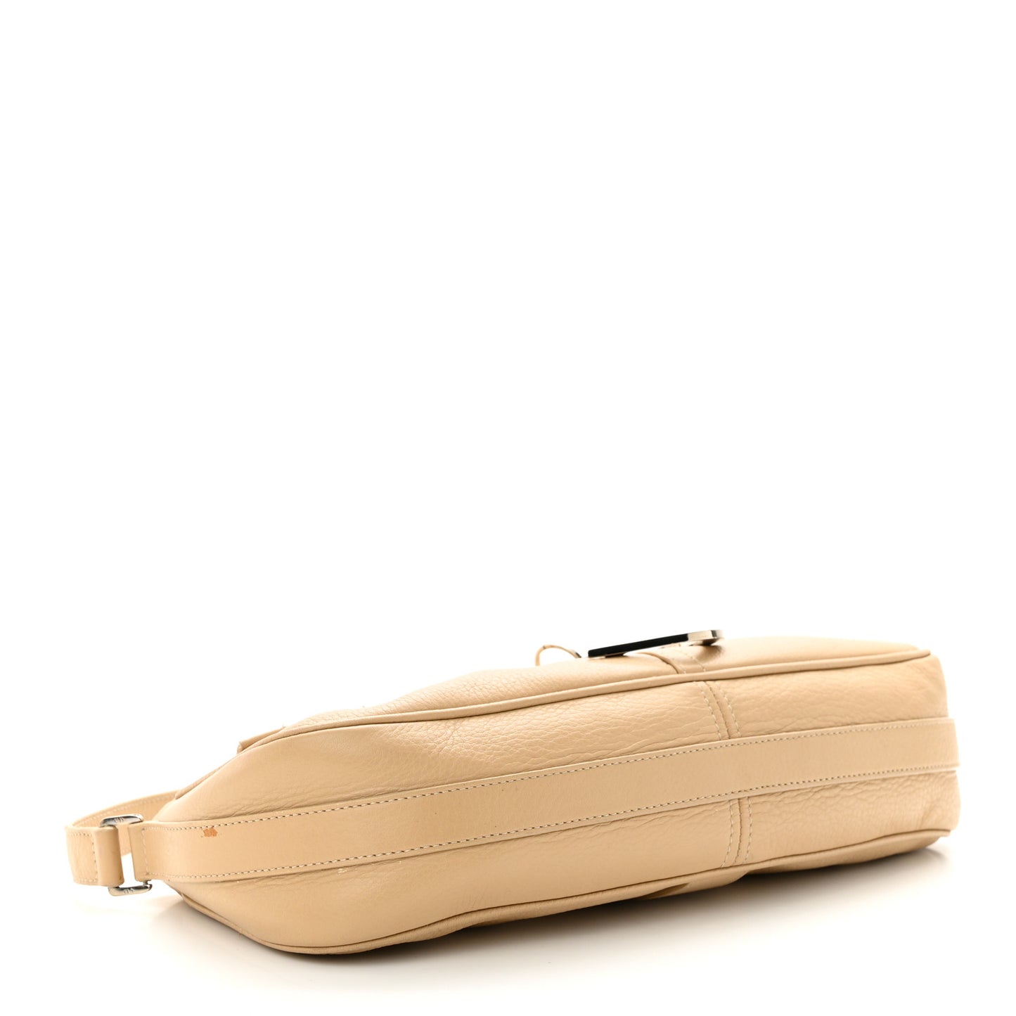 Calfskin Logo Charm Shoulder Bag Beige