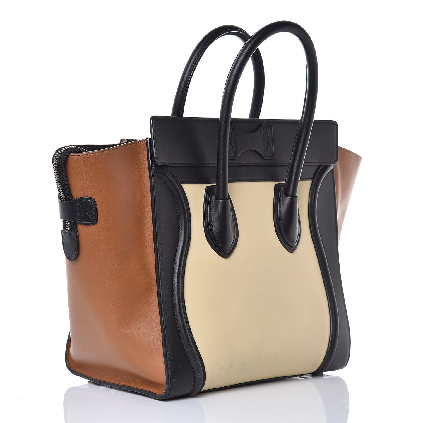Satin Calfskin Mini Tri-Color Luggage Seashell