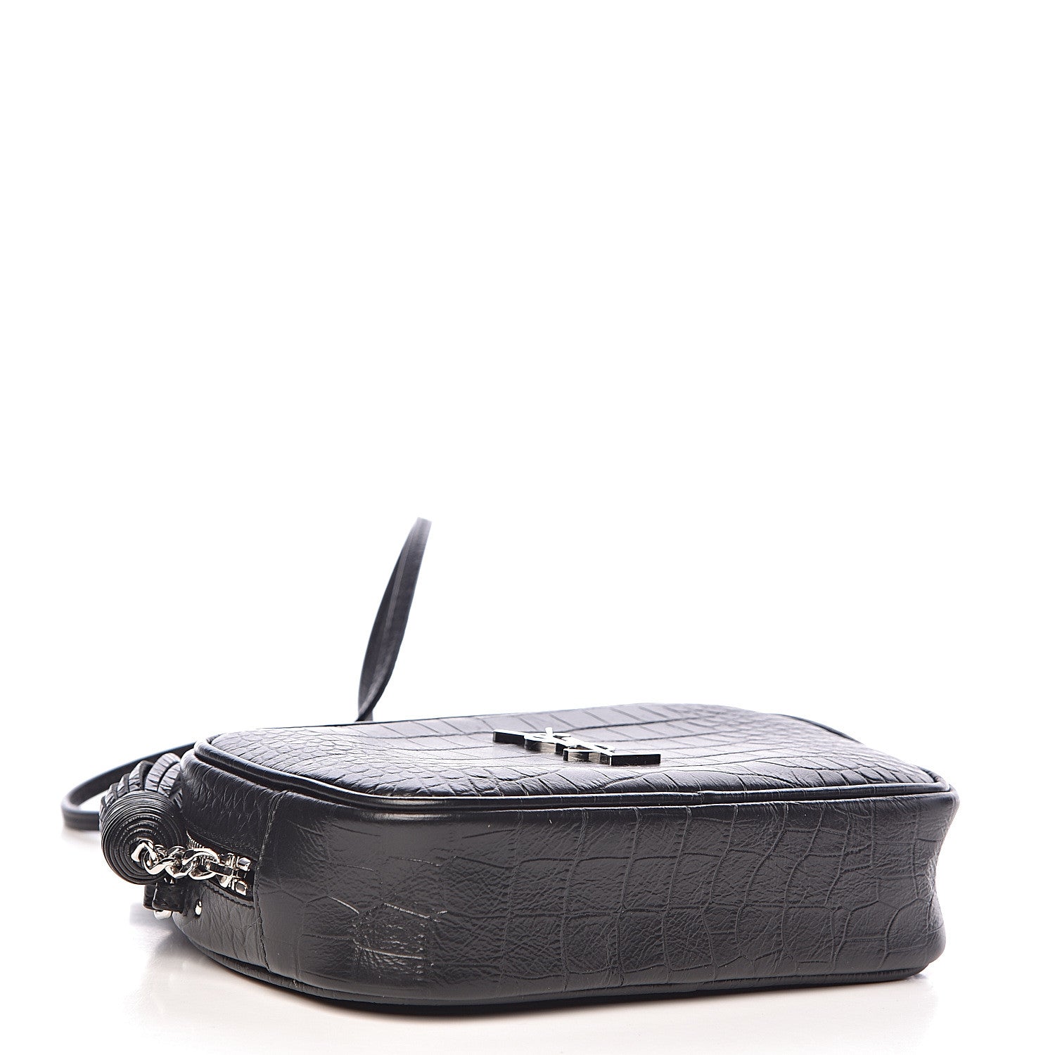 Saint Laurent Calfskin Crocodile Embossed Mini Lou Camera Bag Black 4 of 11