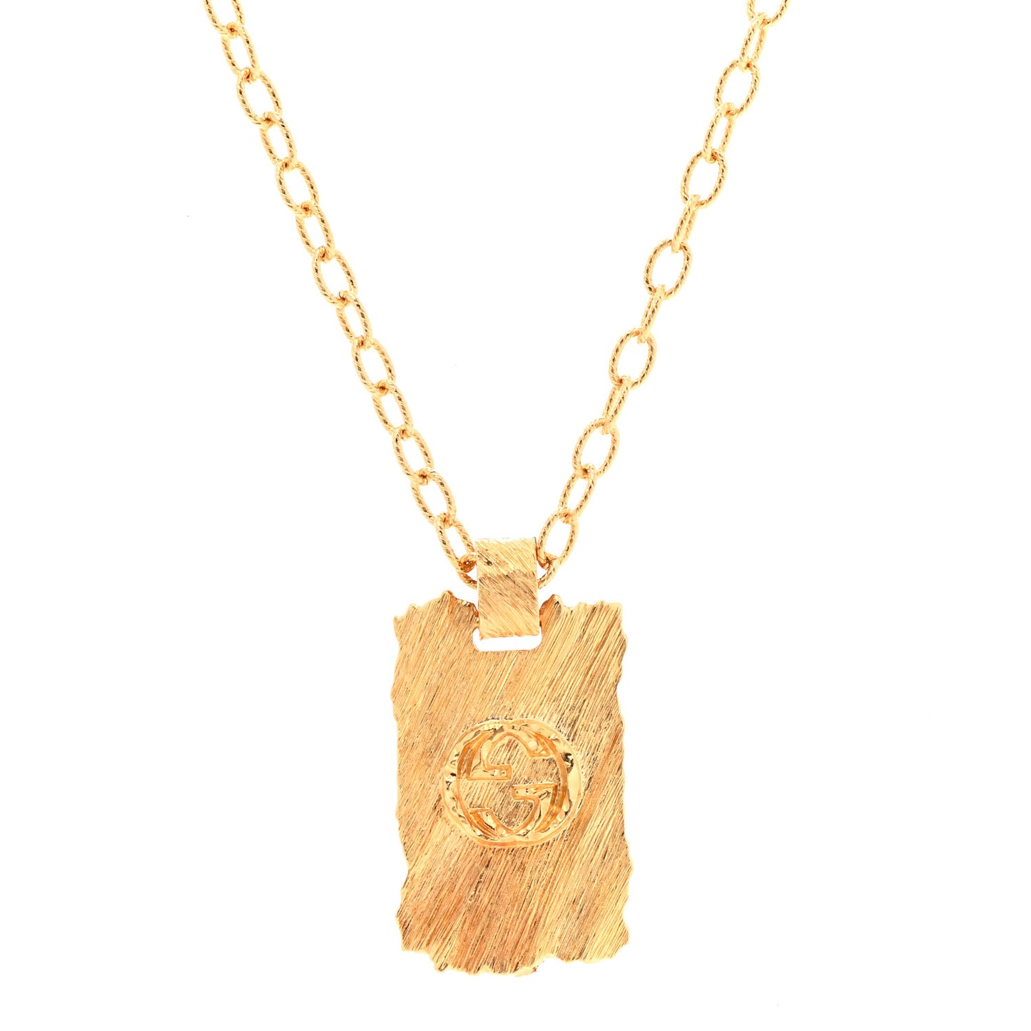 Metal Striped Plate Ottone Dorato Necklace Gold