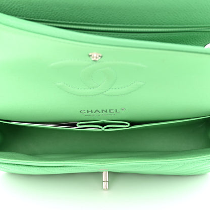 Chanel Caviar Chevron Quilted Medium Double Flap Green 5 of 12