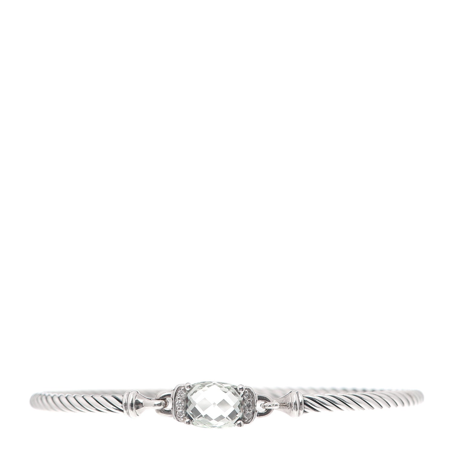 David Yurman Sterling Silver Diamond Prasiolite 3mm Petite Wheaton Bracelet 1 of 4