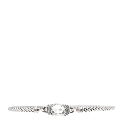 David Yurman Sterling Silver Diamond Prasiolite 3mm Petite Wheaton Bracelet 1 of 4