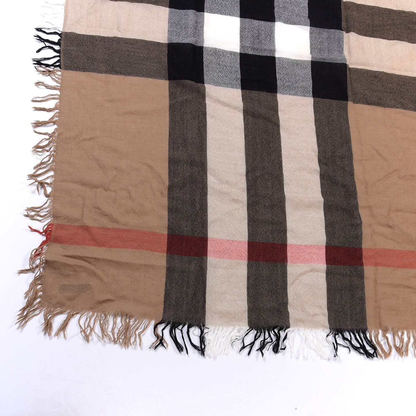 Merino Wool House Check Square Scarf Brown