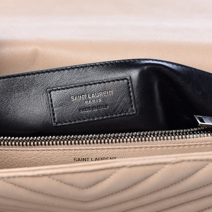 Saint Laurent Sheepskin Matelasse Chevron Monogram Large College Satchel Beige 8 of 12