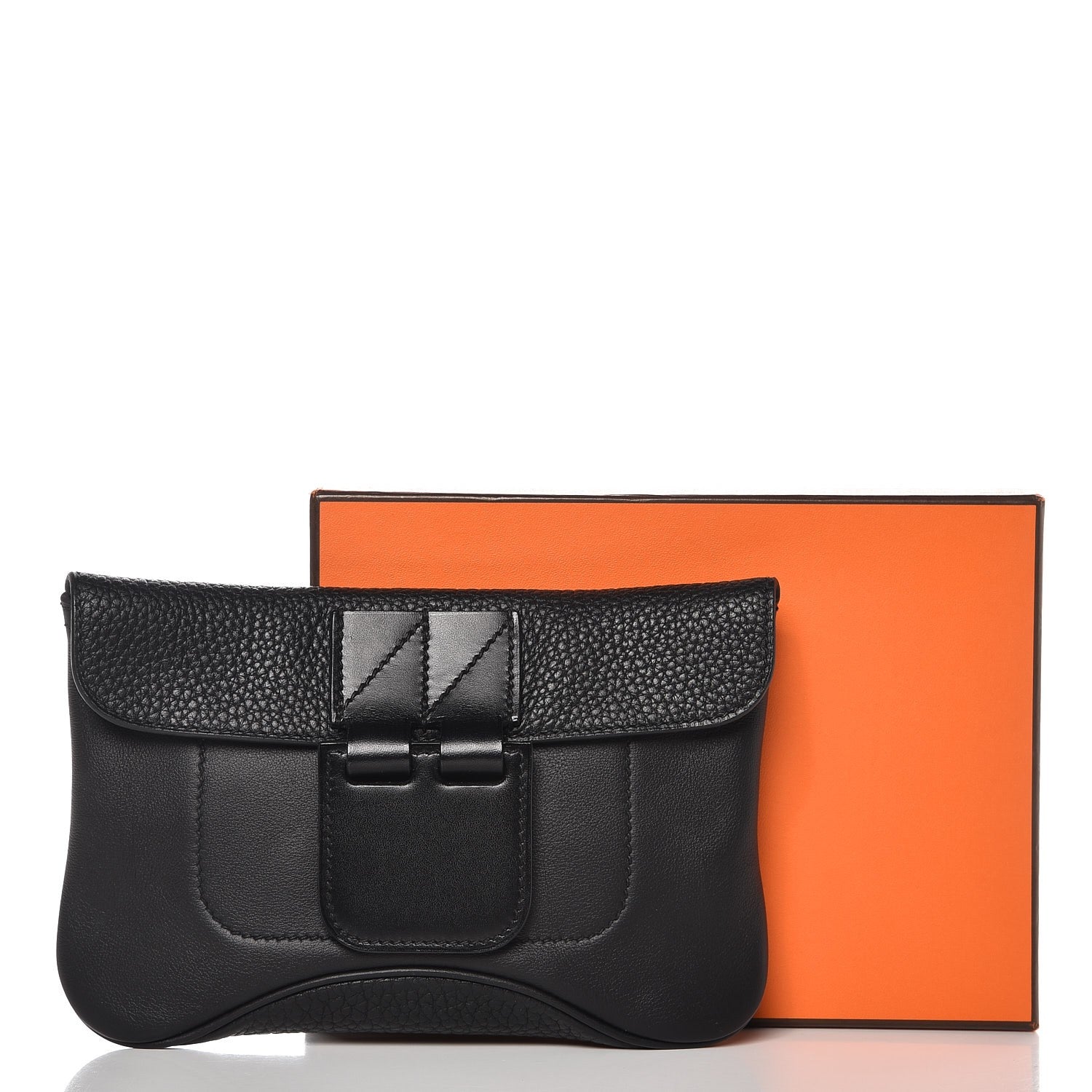 Hermes Swift Taurillon Clemence Vache Hunter Virevolte Pochette Black 9 of 9