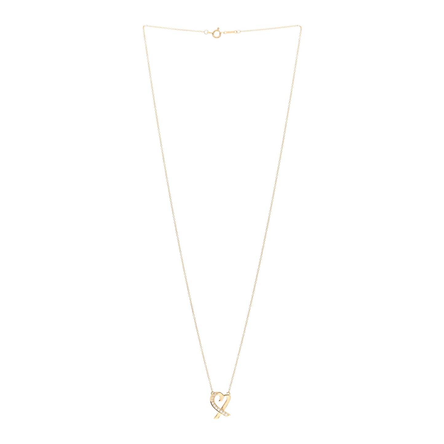 18K Yellow Gold Diamond Small Paloma Picasso Loving Heart Pendant Necklace