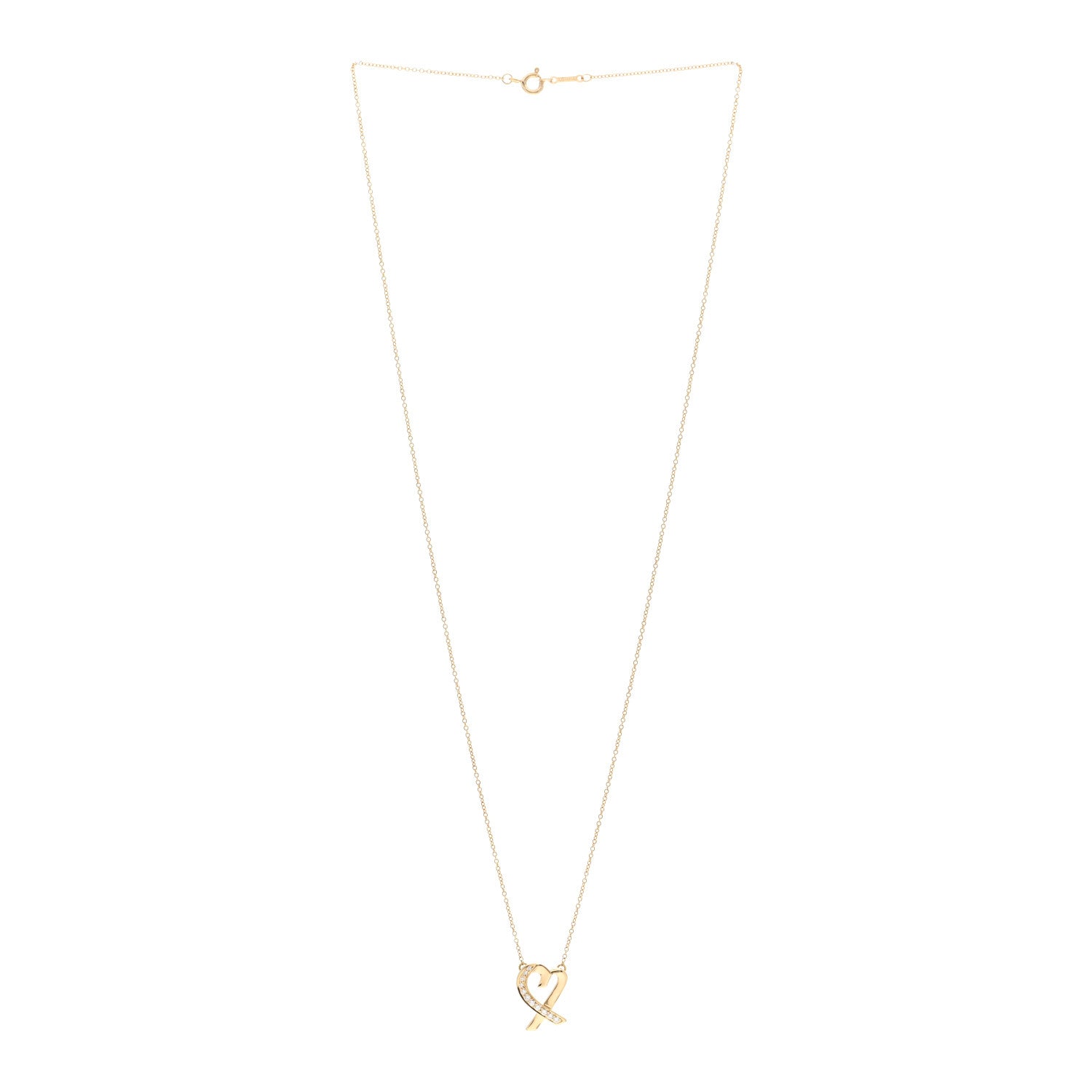 Tiffany 18K Yellow Gold Diamond Small Paloma Picasso Loving Heart Pendant Necklace 3 of 4
