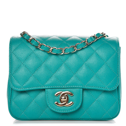 Chanel Caviar Quilted Mini Square Flap Turquoise 1 of 8