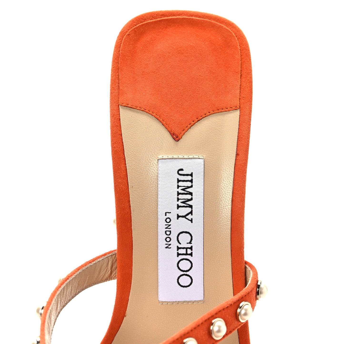 Suede Pearl Embellished Hazal 85 Mule Sandals 39 Orange