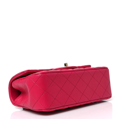 Chanel Lambskin Quilted Mini Top Handle Rectangular Flap Dark Pink 3 of 8