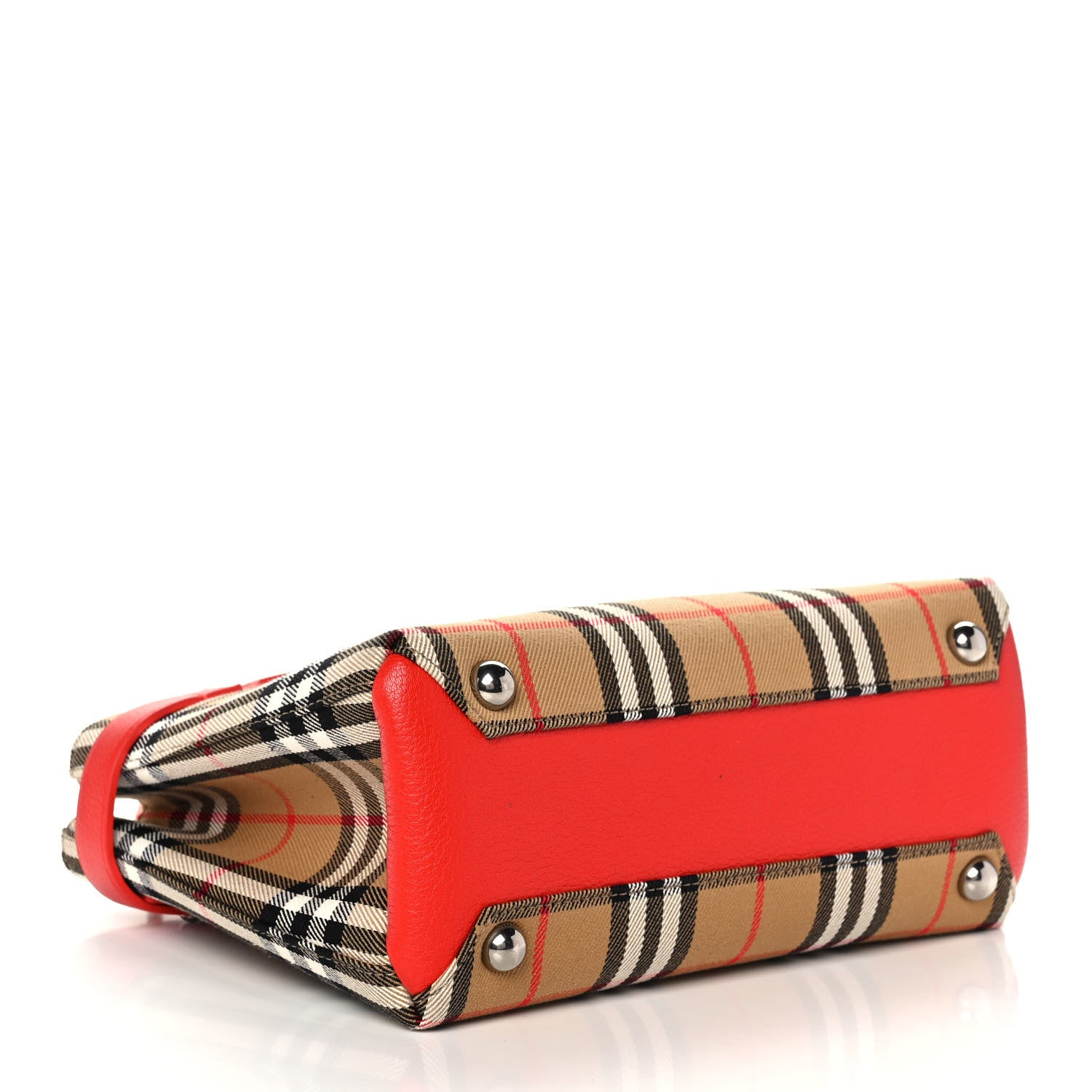 Burberry Goatskin Vintage Check Small Banner Tote Bright Red 4 of 12