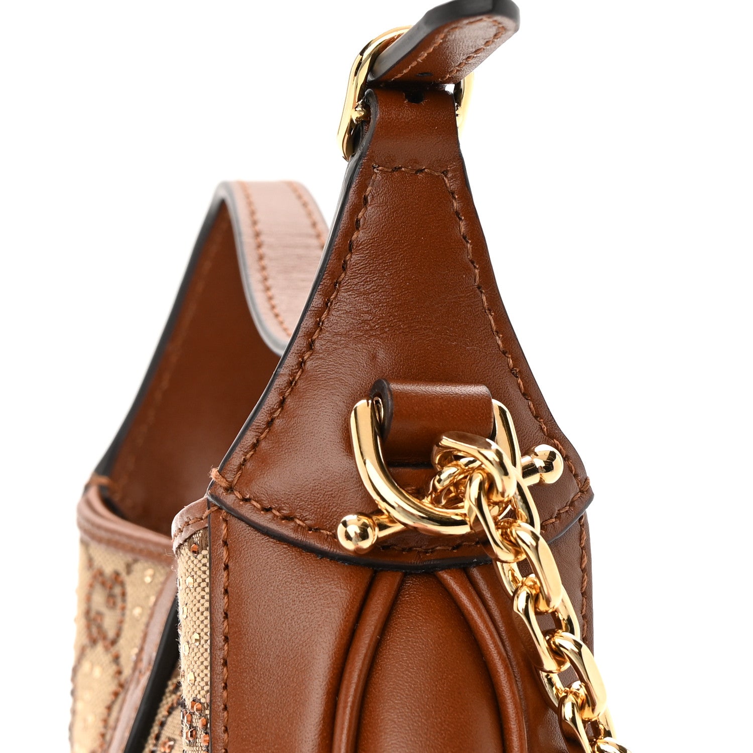 Gucci New Canvas Charisma Calfskin Crystal GG Monogram Mini Jackie 1961 Hobo Camel Ebony 11 of 12