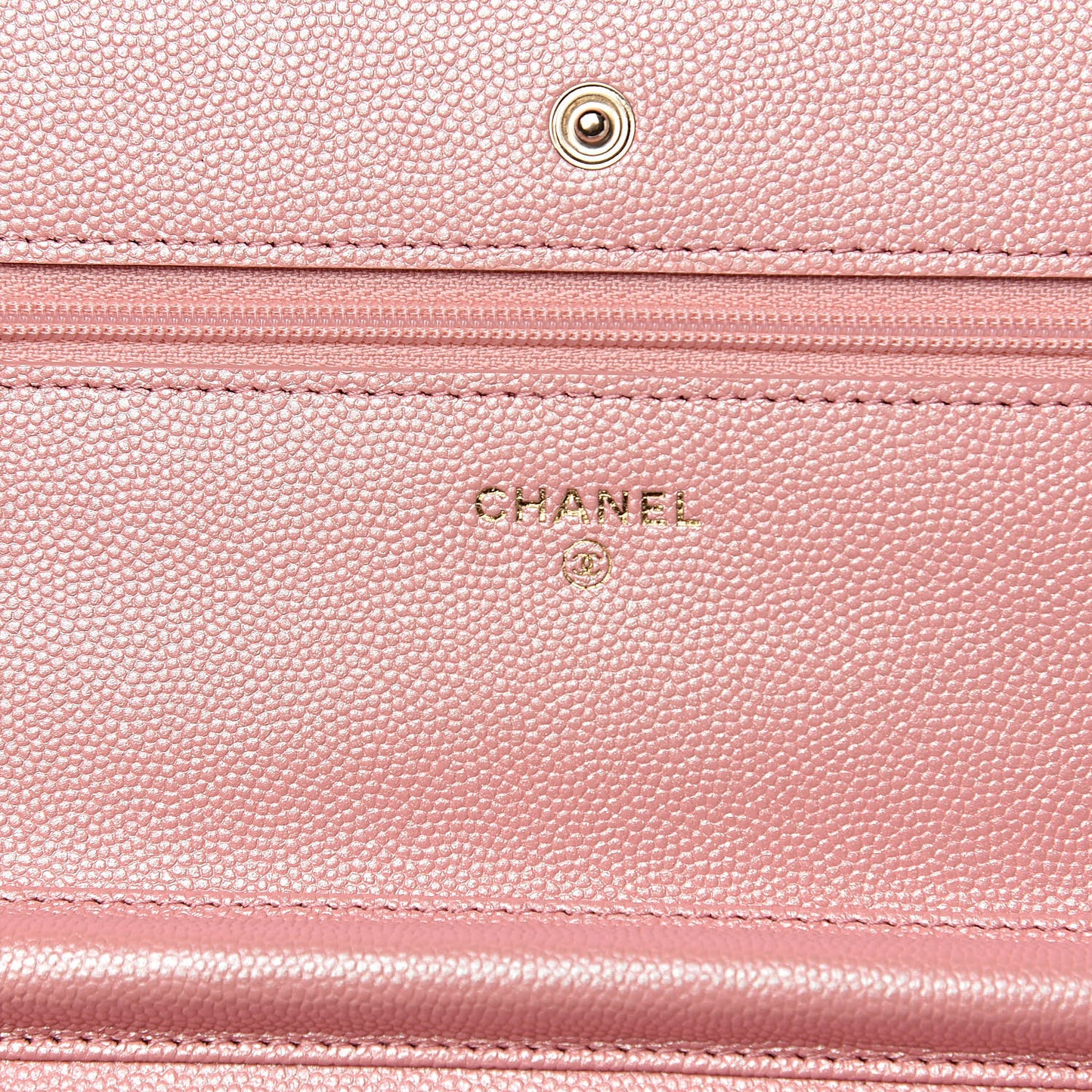 Iridescent Caviar Quilted Wallet on Chain WOC Rose Pink