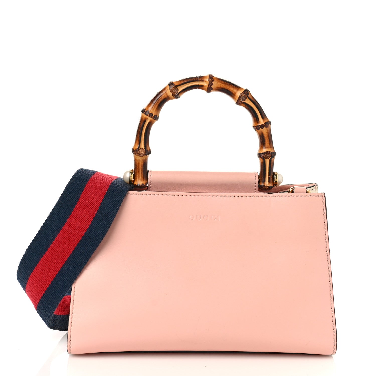 Gucci Nappa Bamboo Web Small Nymphaea Top Handle Bag Perfect Pink Mystic White 1 of 11