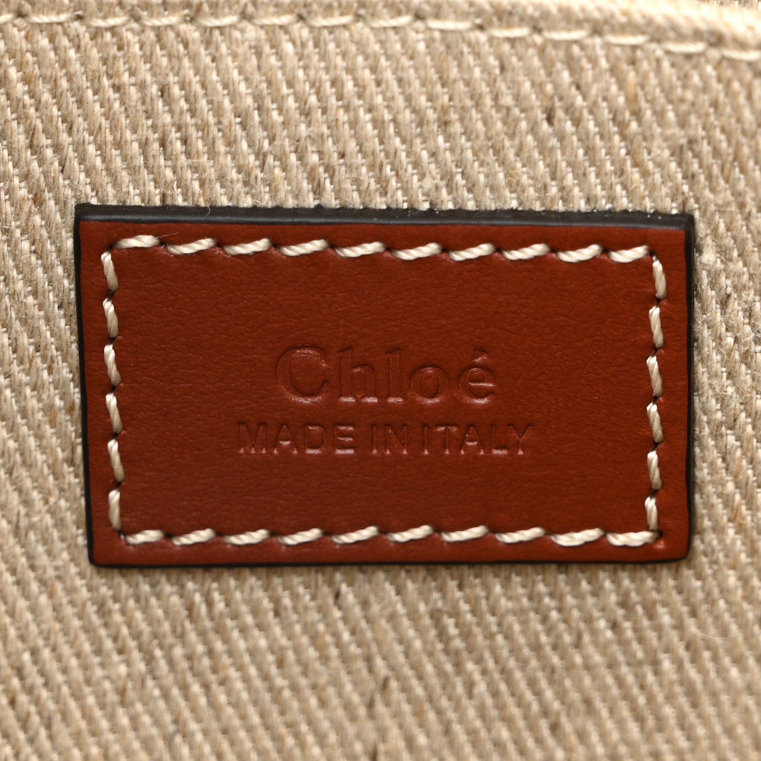 Chloe Cotton Calfskin Medium Woody Ribbon Tote White Brown 6 of 10