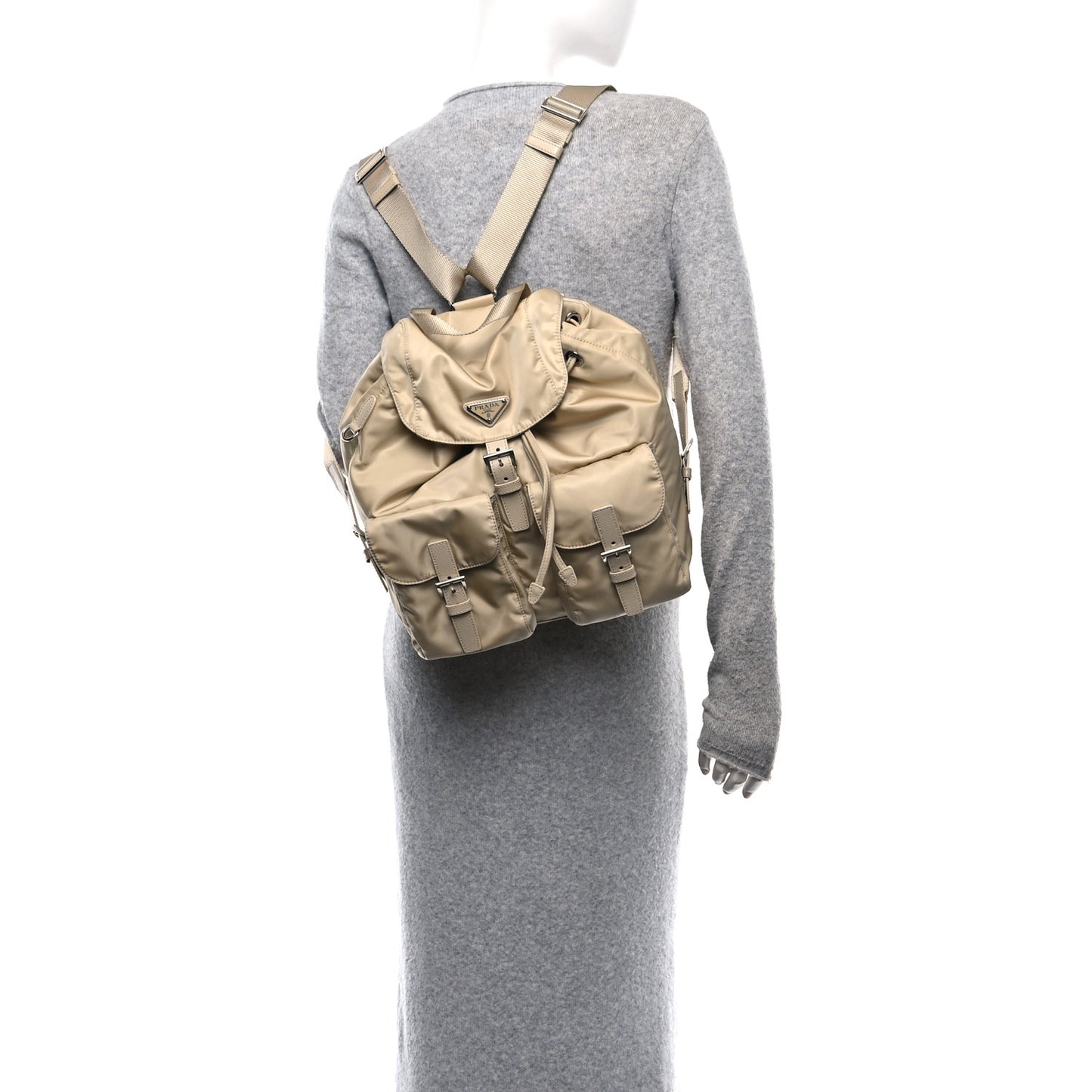 Nylon Saffiano Medium Backpack Deserto