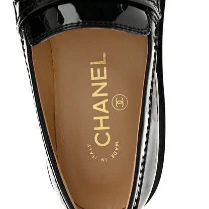 Chanel Patent Calfskin Logo Loafers 37 Black 7 of 10
