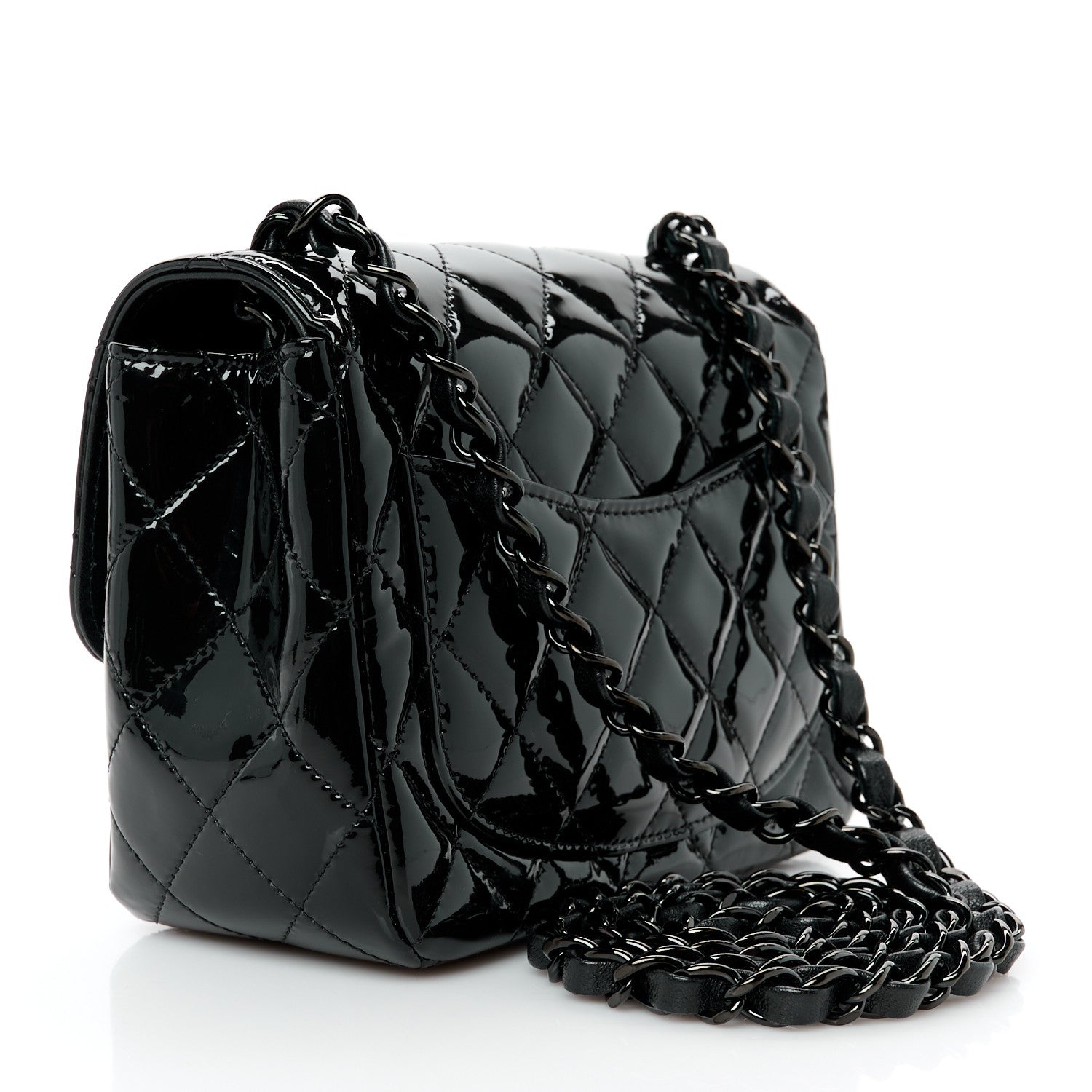 Chanel Patent Calfskin Quilted Mini Square Flap So Black 3 of 11