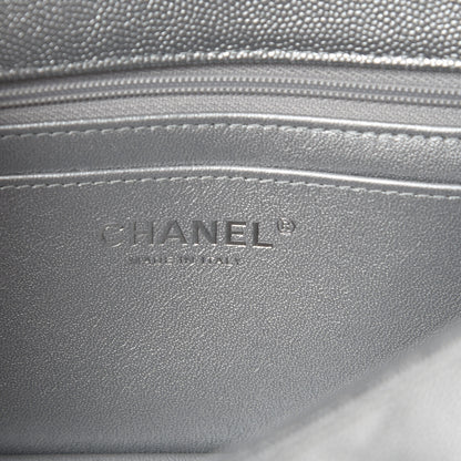 Chanel Metallic Caviar Quilted Mini Top Handle Rectangular Flap Silver 6 of 10