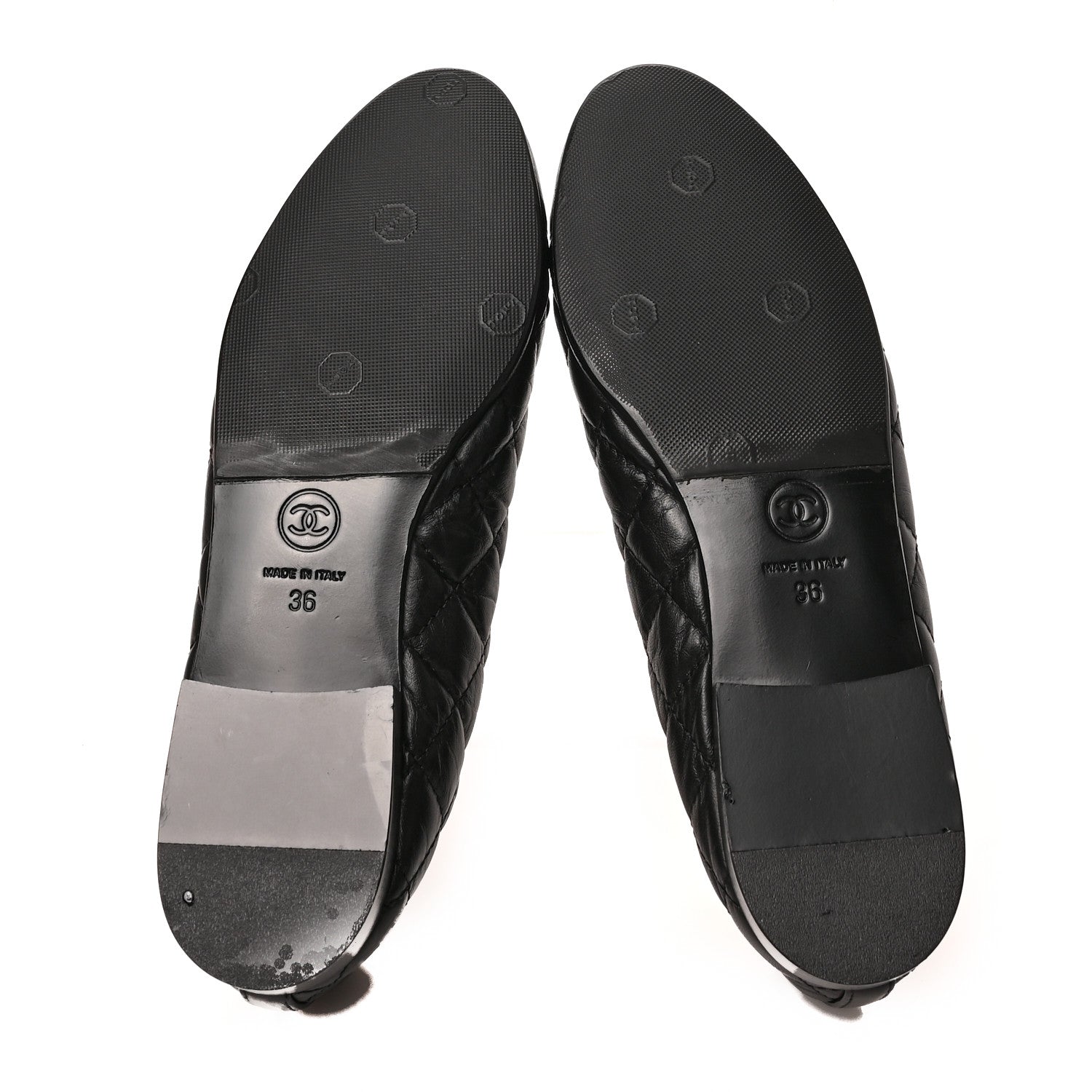 Chanel Aged Calfskin Quilted CC Cap Toe Ballerina Flats 36 Black 5 of 7