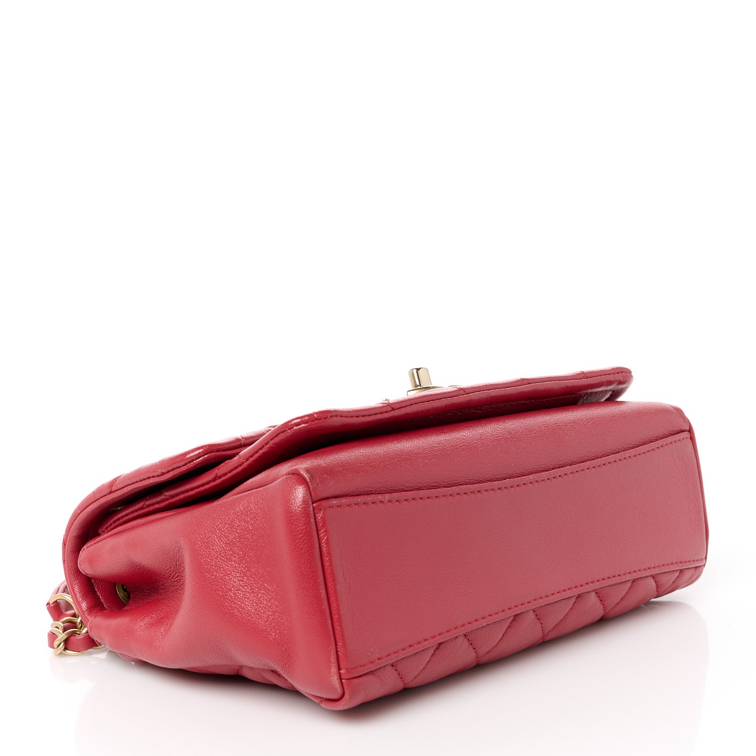 Chanel Lambskin Quilted Small Chain Link Flap Bag Red 4 of 13