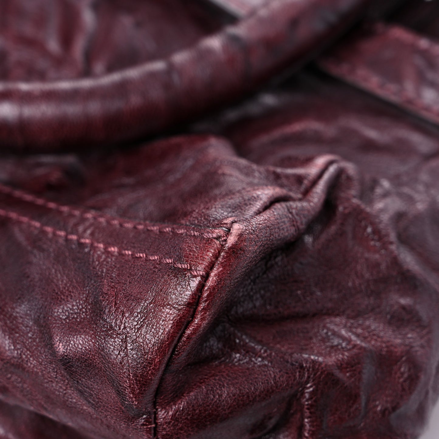 Tumbled Sheepskin Small Pandora Oxblood