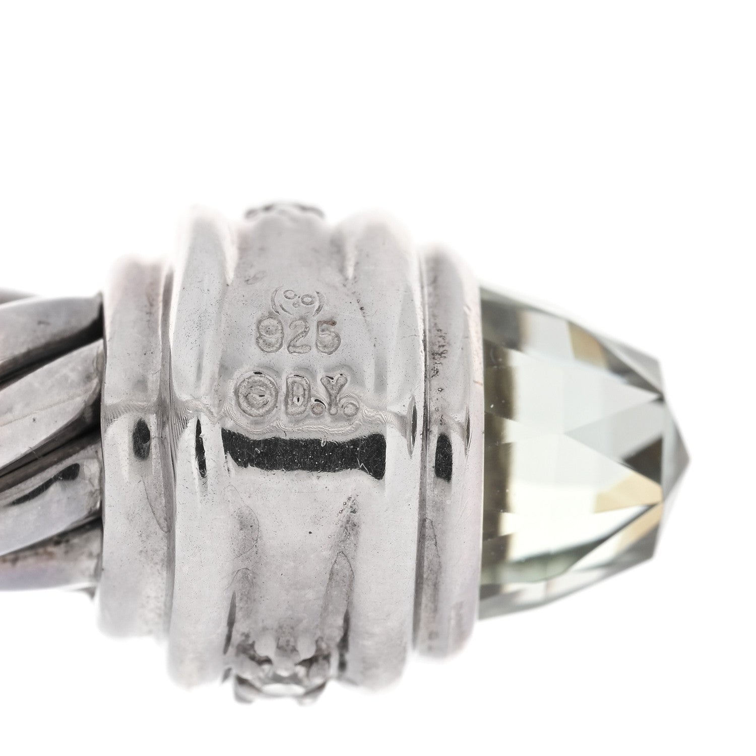 David Yurman DAVID YURMAN Sterling Silver Diamond Prasiolite 7mm Cable Classics Bracelet 4 of 4