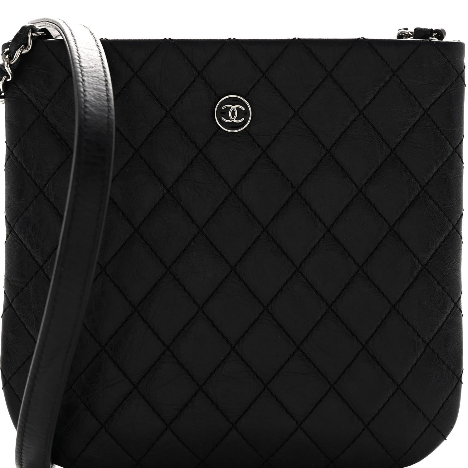 Chanel Aged Calfskin Quilted Crossbody Bag Black 7 of 9