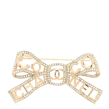 Chanel Metal Crystal Bow-tiful CC Brooch Gold 2 of 4