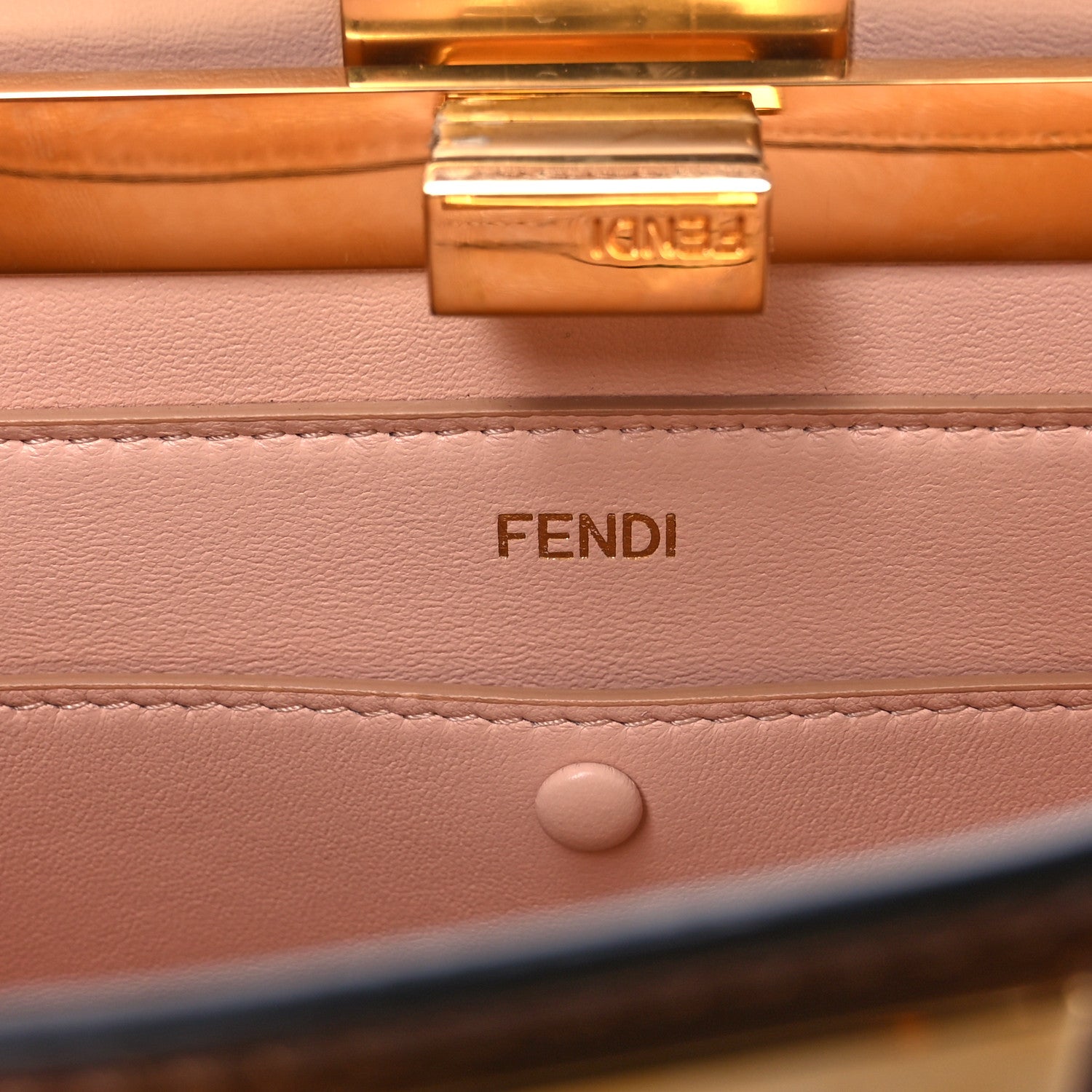 Fendi Vitello King Luxor Shiny Nappa Medium Peekaboo I SEE U East West Satchel Brandy Light Rose 6 of 11