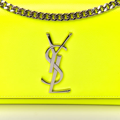Saint Laurent Patent Grain de Poudre Small Monogram Kate Satchel Neon Yellow 8 of 8