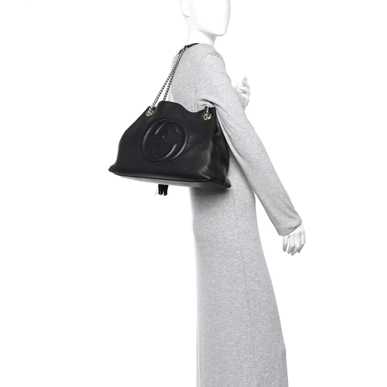 Gucci Pebbled Calfskin Medium Soho Chain Shoulder Bag Black 2 of 10