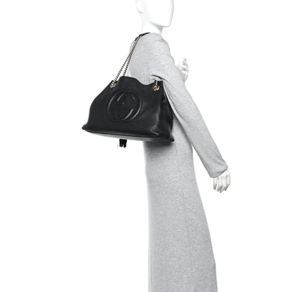 Gucci Pebbled Calfskin Medium Soho Chain Shoulder Bag Black 2 of 10