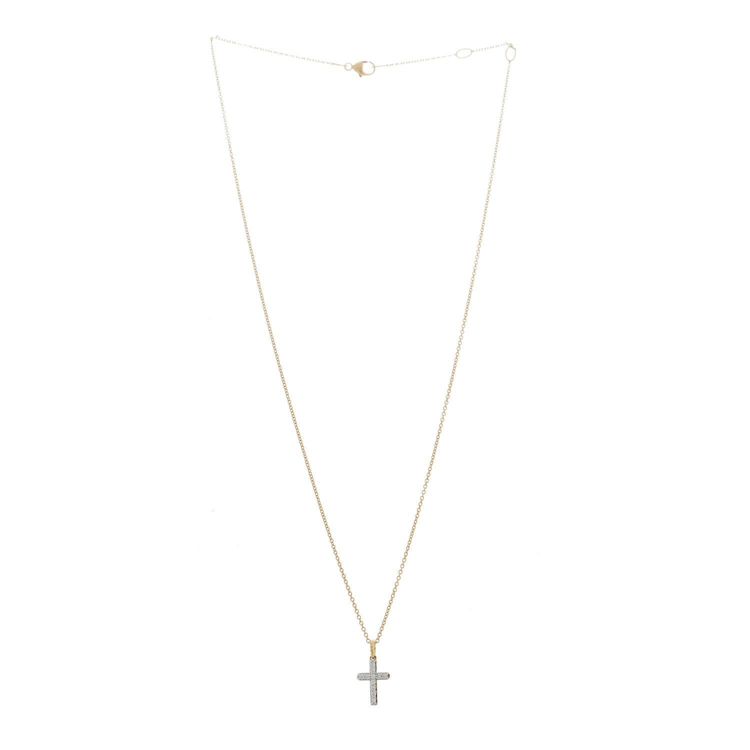 David Yurman 18K Yellow Gold Diamond Cable Collectibles Cross Pendant Necklace 3 of 6