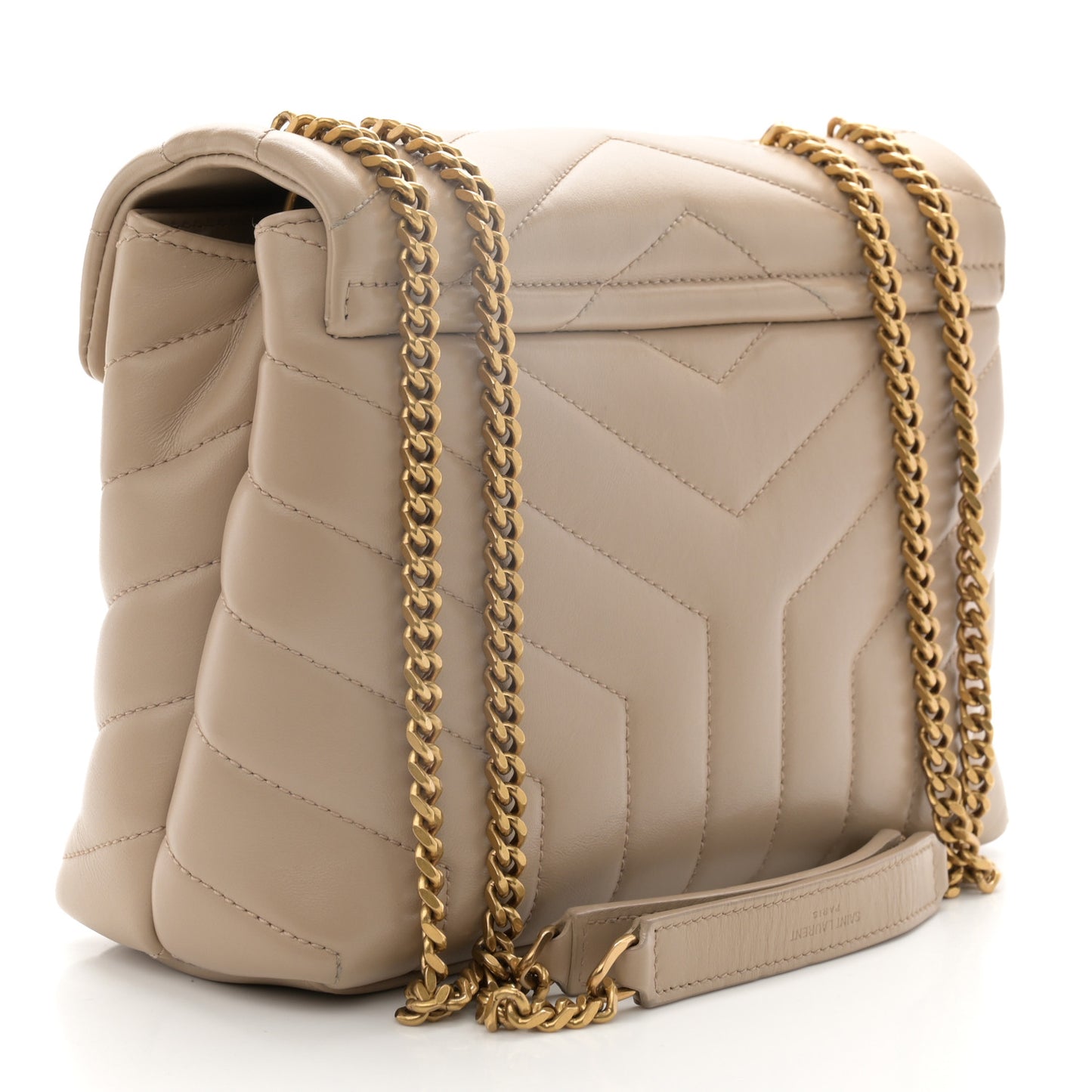 Calfskin Y Quilted Monogram Small Loulou Chain Satchel Dark Beige