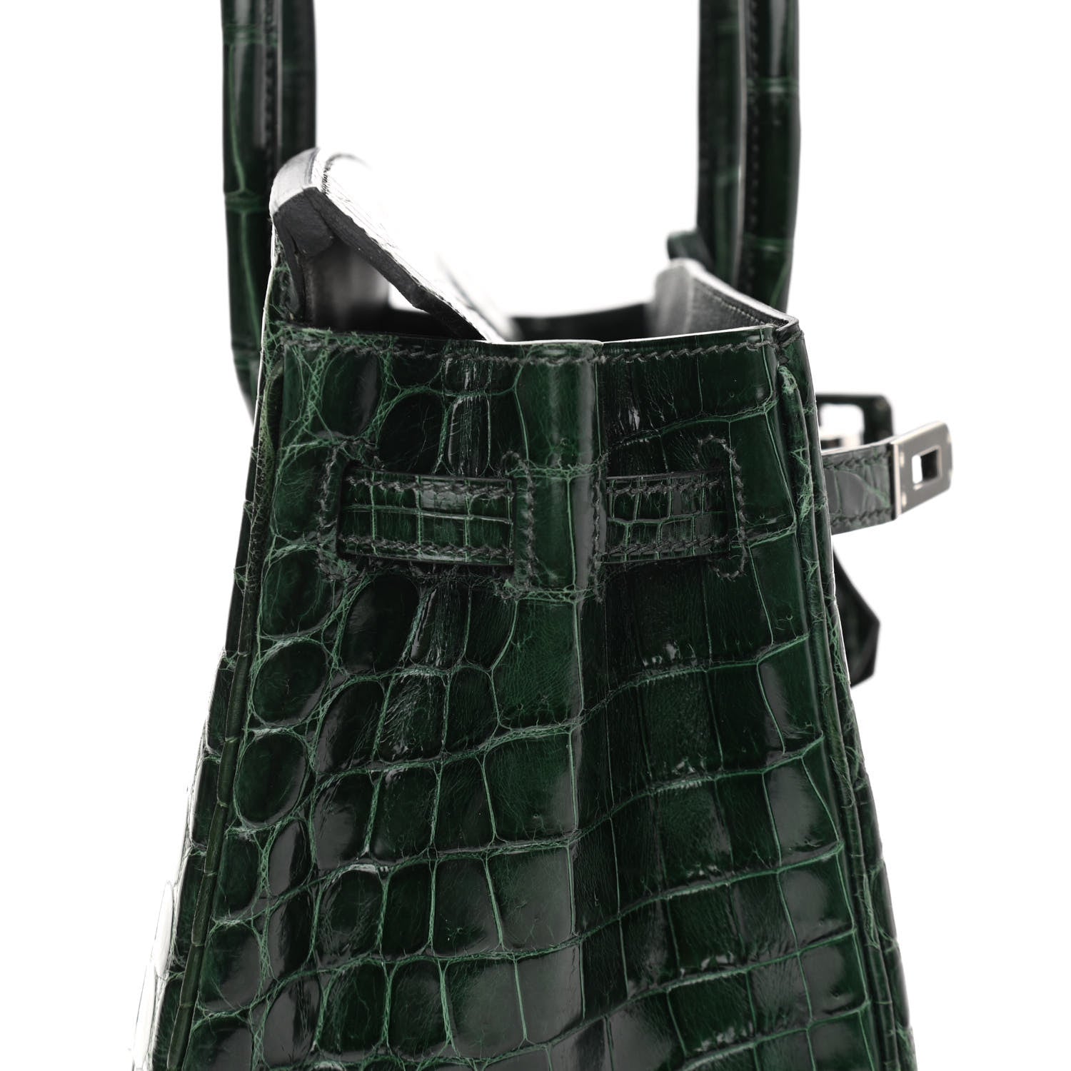 Hermes Shiny Niloticus Crocodile Birkin 25 Vert Fonce 14 of 32