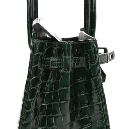 Hermes Shiny Niloticus Crocodile Birkin 25 Vert Fonce 14 of 32