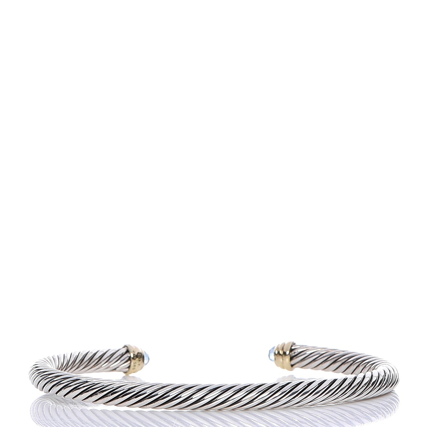 Sterling Silver 14K Yellow Gold Blue Topaz 5mm Cable Classics Petite Color Bracelet