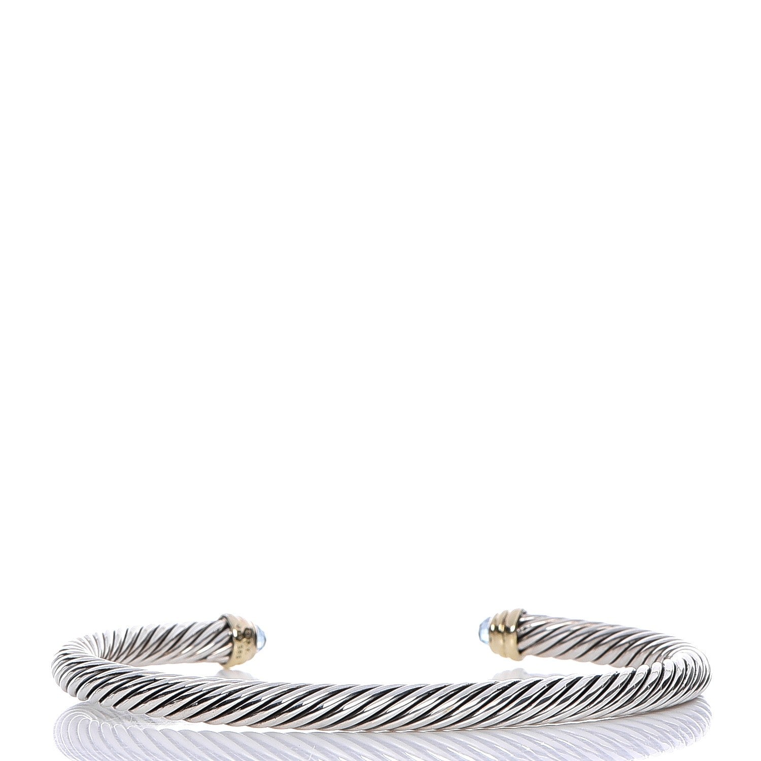 David Yurman Sterling Silver 14K Yellow Gold Blue Topaz 5mm Cable Classics Petite Color Bracelet 3 of 7