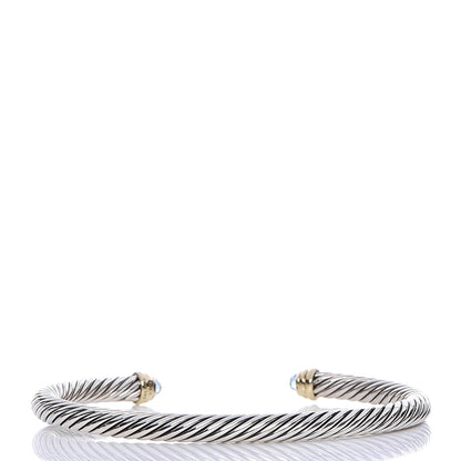David Yurman Sterling Silver 14K Yellow Gold Blue Topaz 5mm Cable Classics Petite Color Bracelet 3 of 7