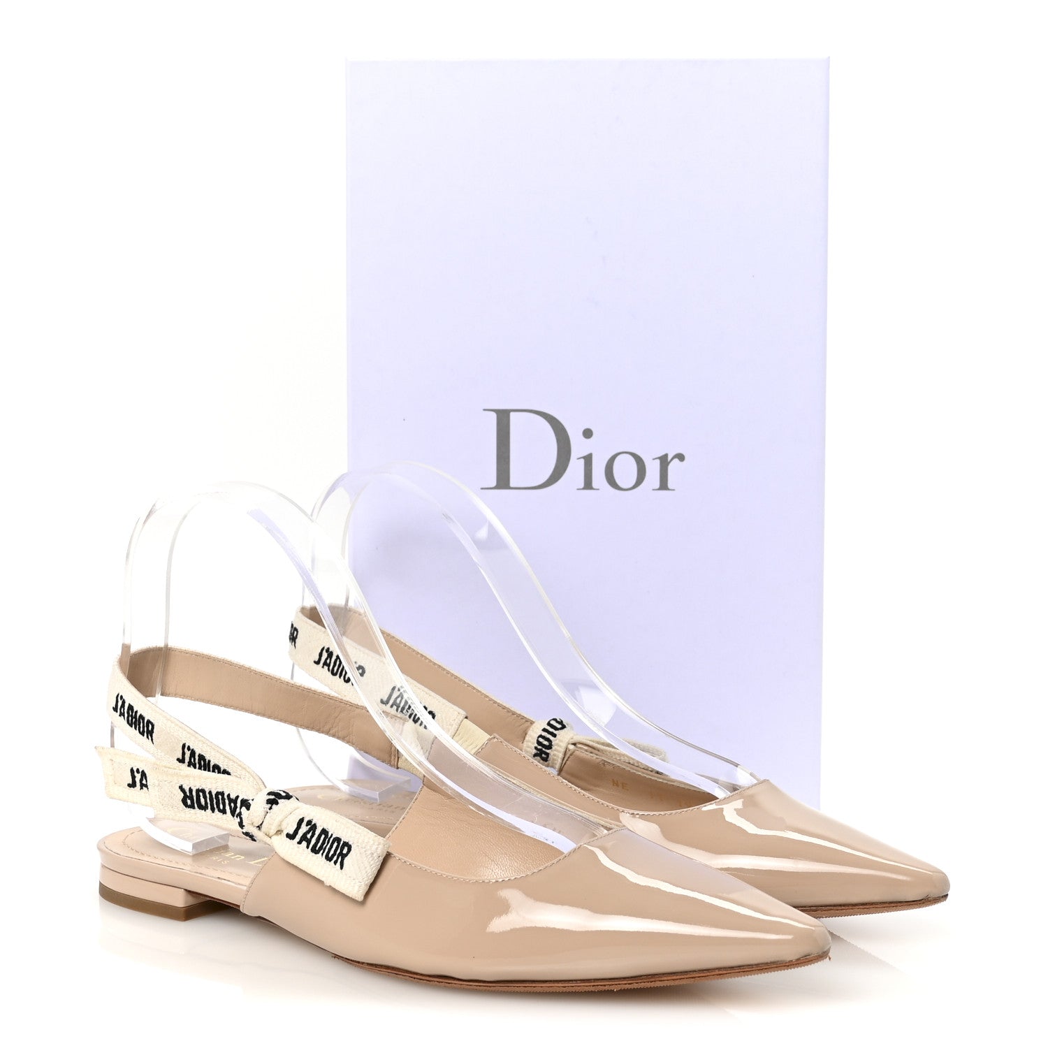 Christian Dior Patent Ribbon J'Adior Slingback Ballet Flats 39