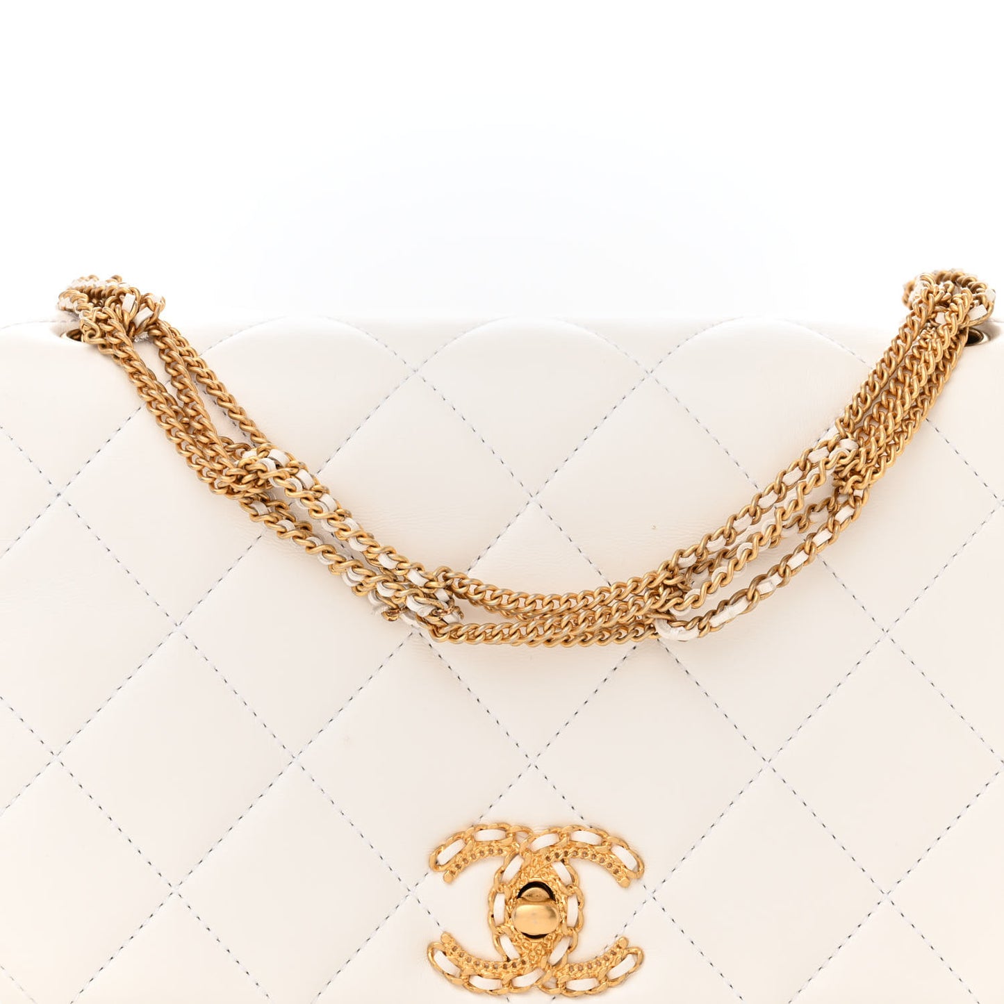 Lambskin Quilted On And On Small Chain Flap White