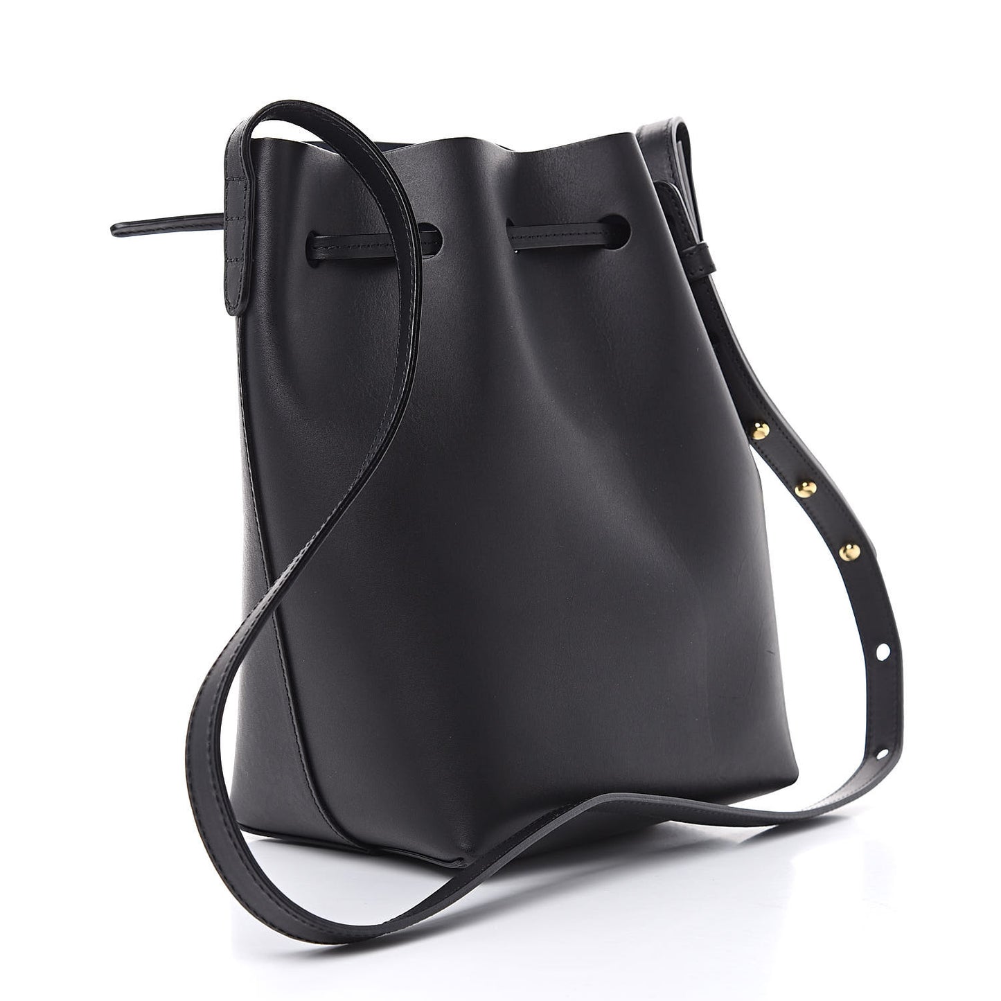 Calfskin Mini Mini Bucket Bag Black Blu