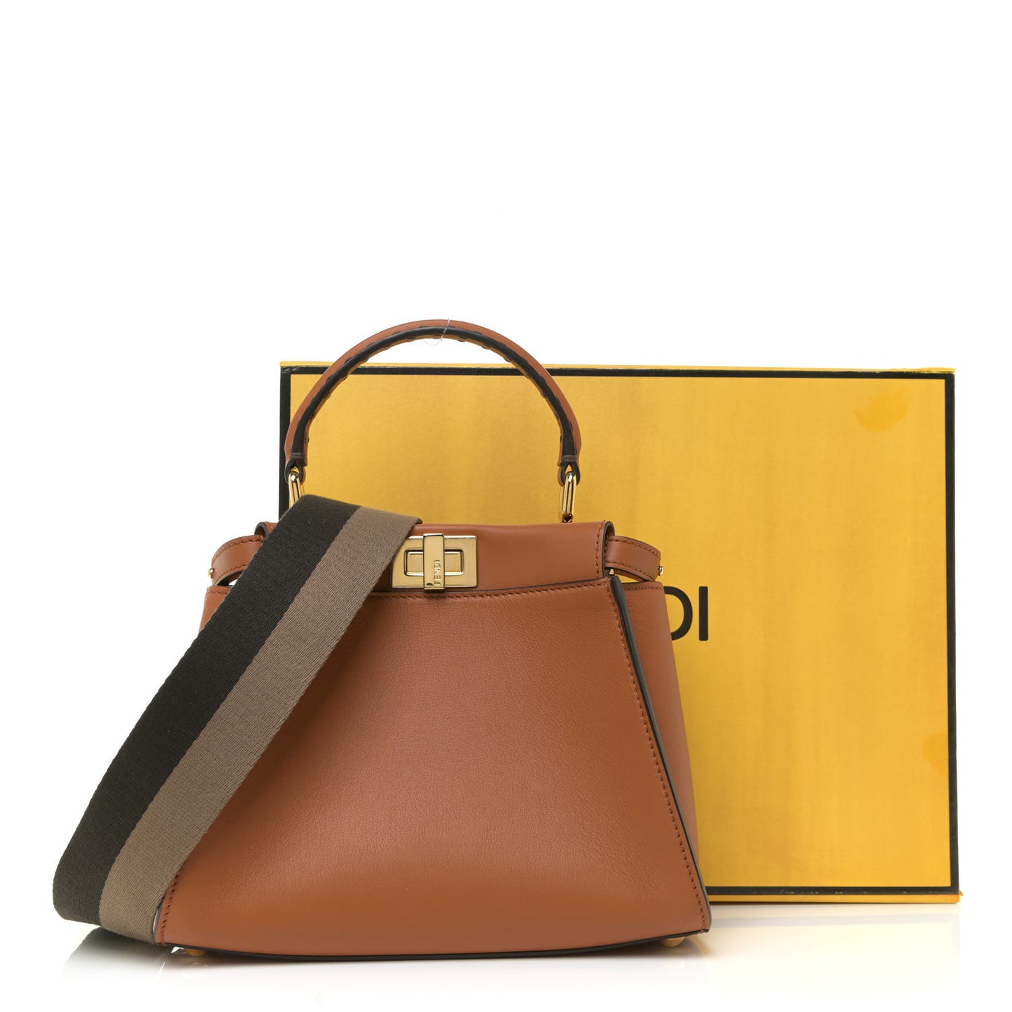Vitello Seta Canvas FF Embroidered Mini Peekaboo Iconic Satchel Brandy Amazzonia
