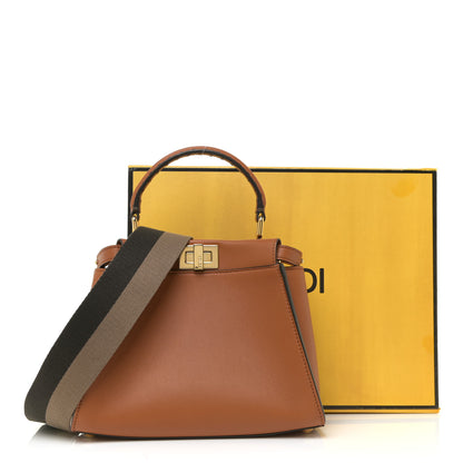 Fendi Vitello Seta Canvas FF Embroidered Mini Peekaboo Iconic Satchel Brandy Amazzonia 13 of 13