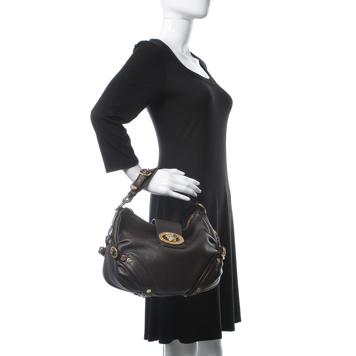 Versace Calfskin Shoulder Bag Brown 2 of 7