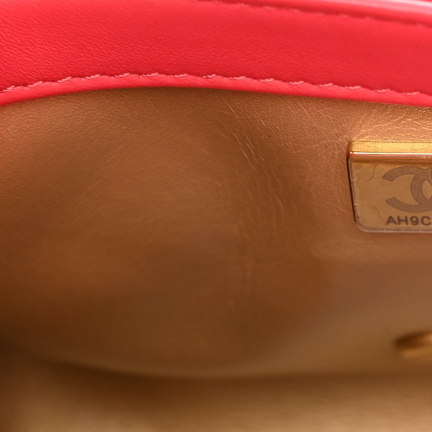 Lambskin Quilted Mini Pearl Crush Flap Red