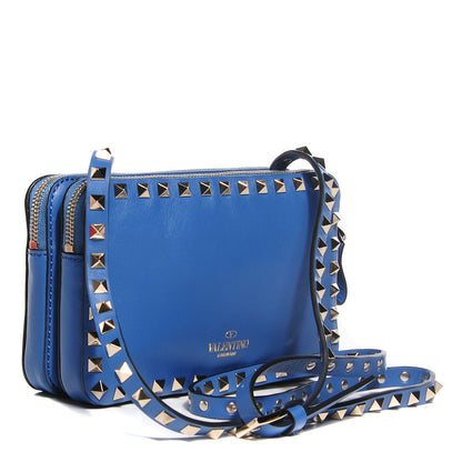 Valentino Garavani Vitello Rockstud Double Zip Compartment Crossbody Bag Light Sapphire 3 of 7
