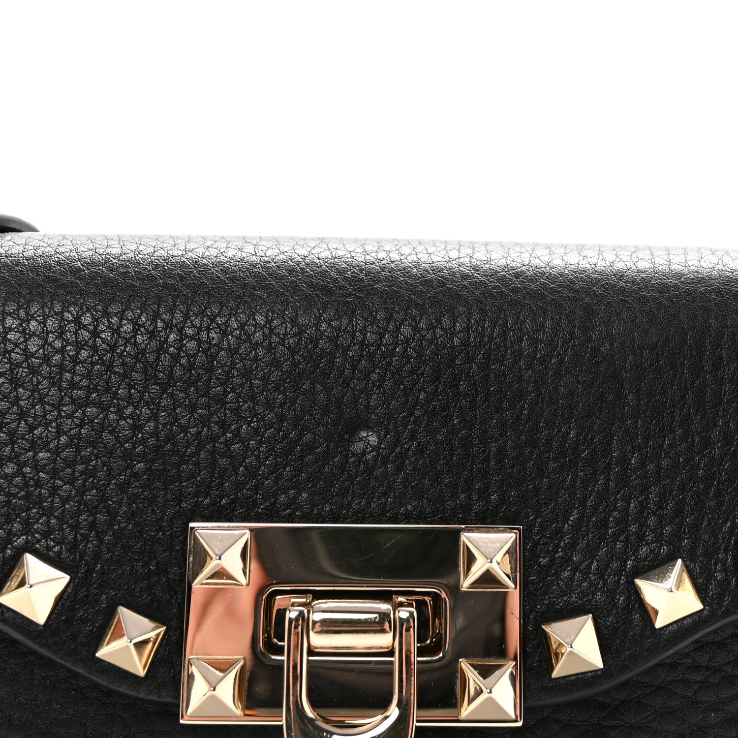 Valentino Garavani Pebbled Calfskin Rockstud Flip Lock Shoulder Bag Black 7 of 9
